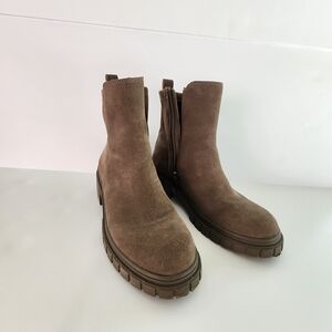 Women Boots. BlondoWaterproof Leather Bootie - Dark Taupe/combat Boots Brown
